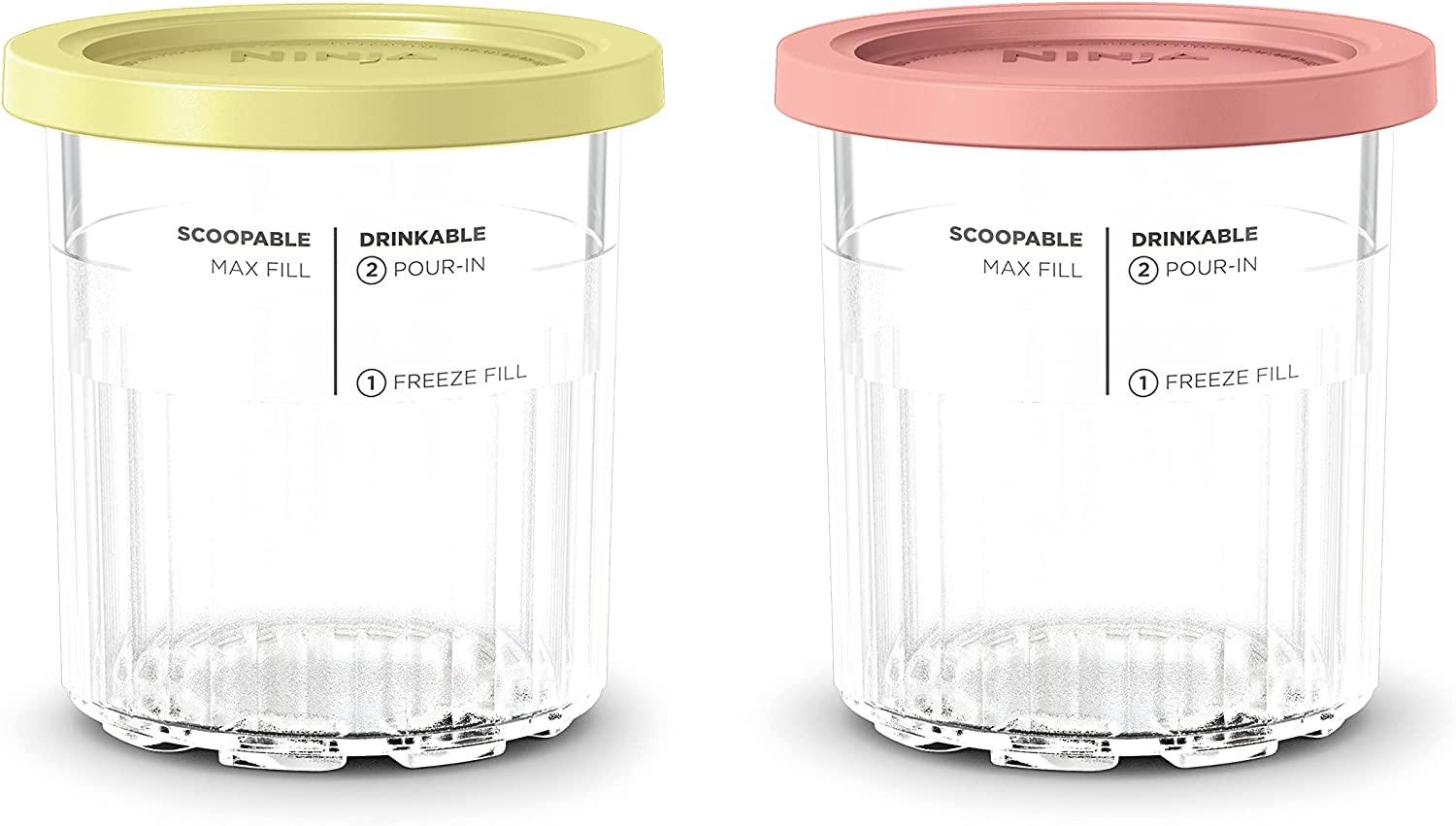 Ninja Creami Deluxe Pints 2 Pack, Compatible with NC500 Series Creami  Deluxe Ice Cream Makers, Genuine Ninja Pint, BPA-Free & Dishwasher Safe,  Color Lids, 1 Pint Each, Clear/Coral/Yellow, XSKPNTLD2​: Home 